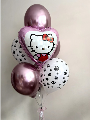 Набор гелиевых шаров в стиле "Hello kitty"