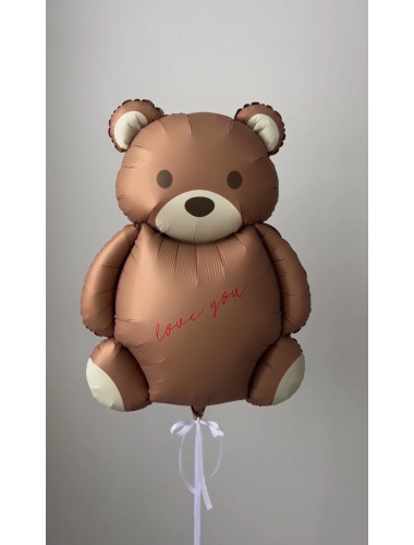 Шар медвежонок Барни с печатью "love you"